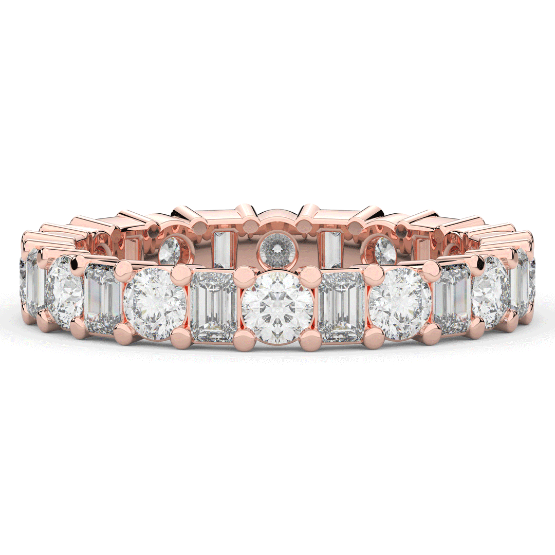 2.00CT.TW EMERALD CUT AND ROUND LAB DIAMOND ETERNITY WEDDING BAND - Nazarelle