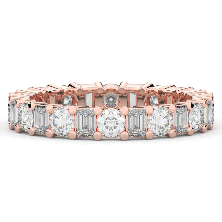 2.00CT.TW EMERALD CUT AND ROUND LAB DIAMOND ETERNITY WEDDING BAND - Nazarelle