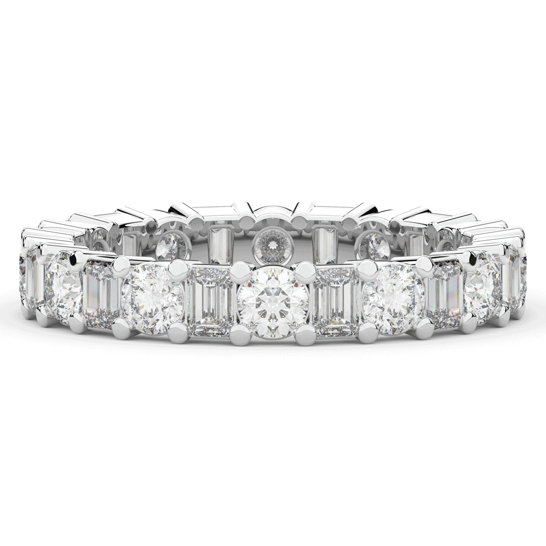 2.00CT.TW EMERALD CUT AND ROUND LAB DIAMOND ETERNITY WEDDING BAND - Nazarelle