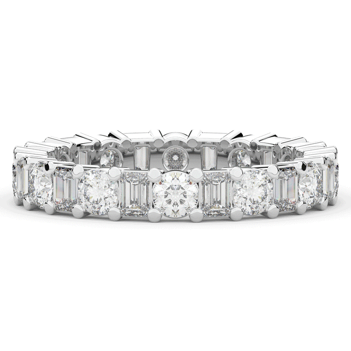 2.00CT.TW EMERALD CUT AND ROUND LAB DIAMOND ETERNITY WEDDING BAND - Nazarelle