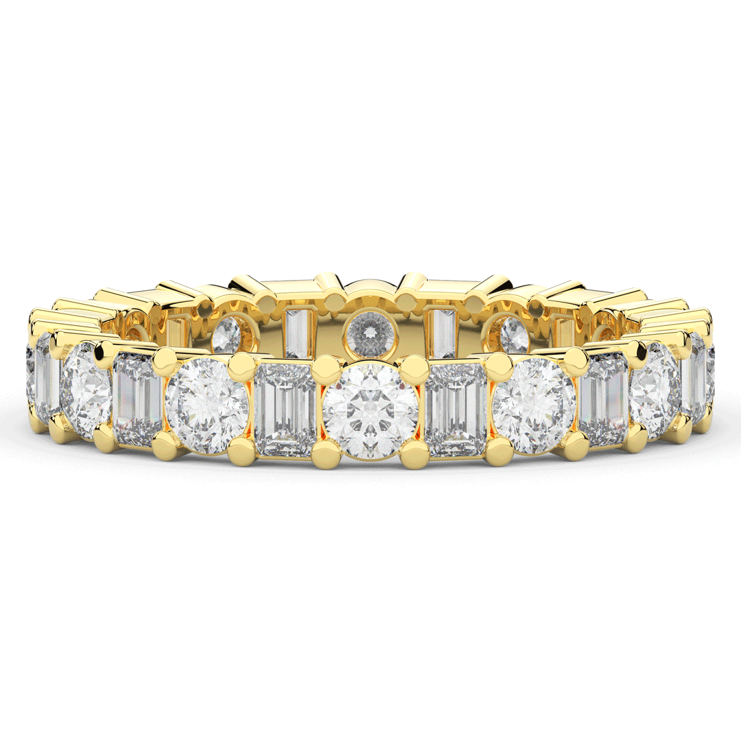 2.00CT.TW EMERALD CUT AND ROUND LAB DIAMOND ETERNITY WEDDING BAND - Nazarelle