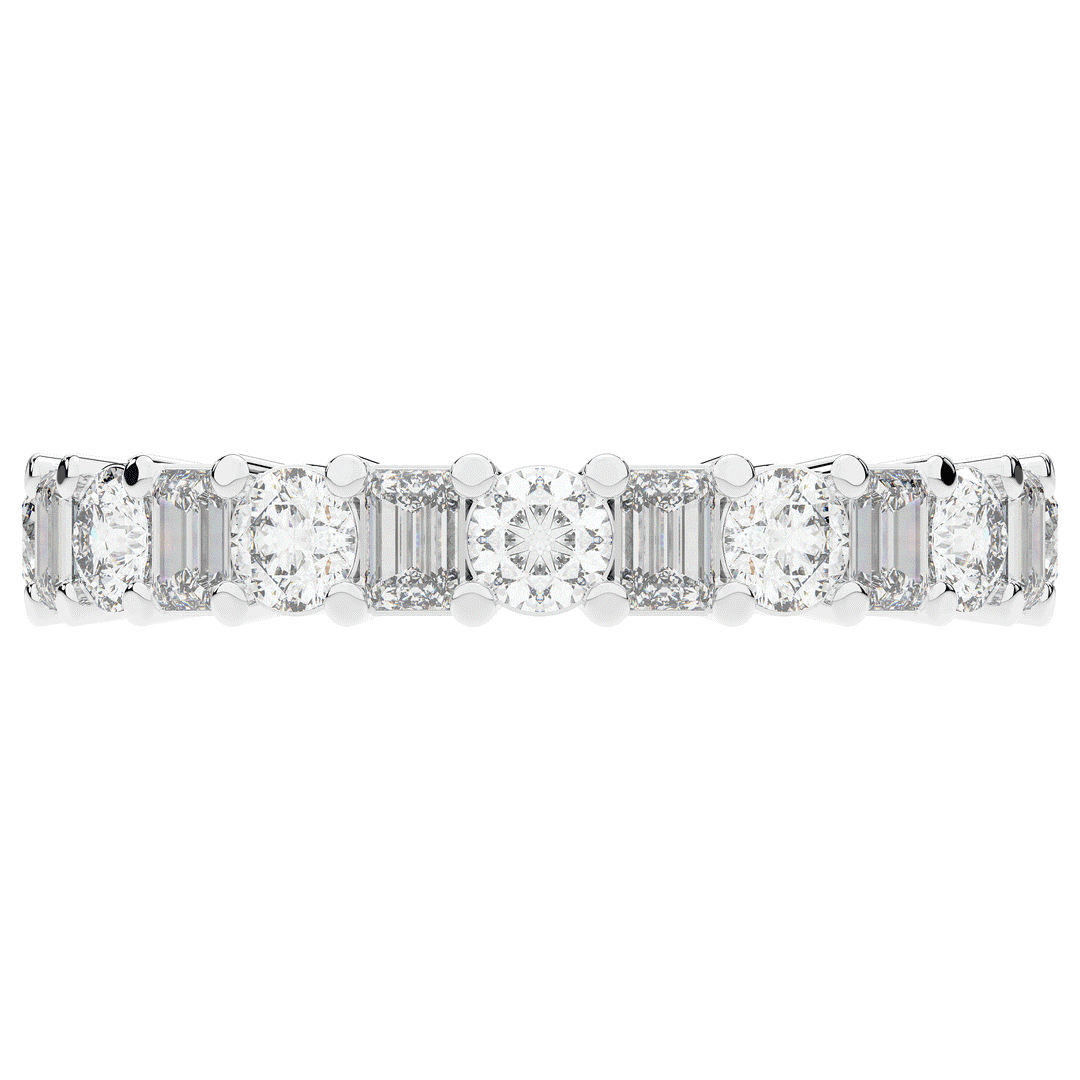2.00CT.TW EMERALD CUT AND ROUND LAB DIAMOND ETERNITY WEDDING BAND - Nazarelle