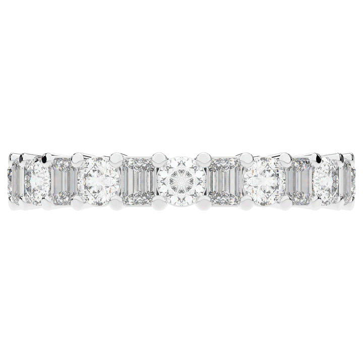 2.00CT.TW EMERALD CUT AND ROUND LAB DIAMOND ETERNITY WEDDING BAND - Nazarelle