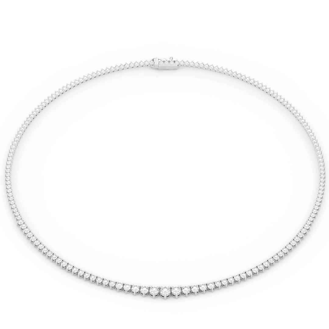 10.75CT.TW ROUND LAB DIAMOND TAPERED TENNIS NECKLACE - Nazarelle