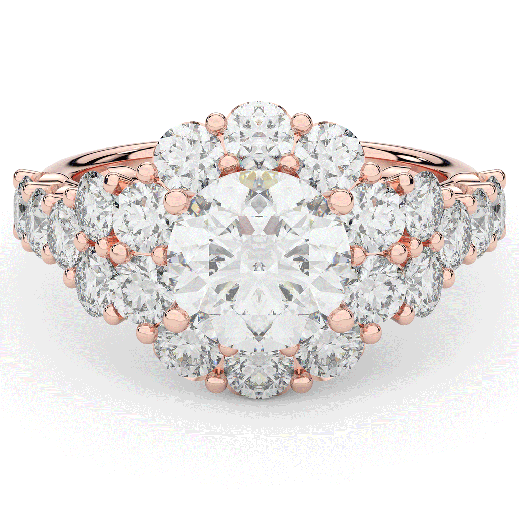 4.75CT.TW ROUND LAB DIAMOND HALO ENGAGEMENT RING - Nazarelle