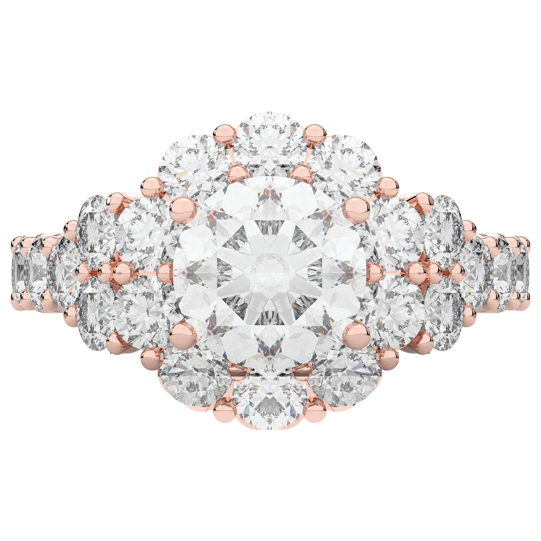 4.75CT.TW ROUND LAB DIAMOND HALO ENGAGEMENT RING - Nazarelle