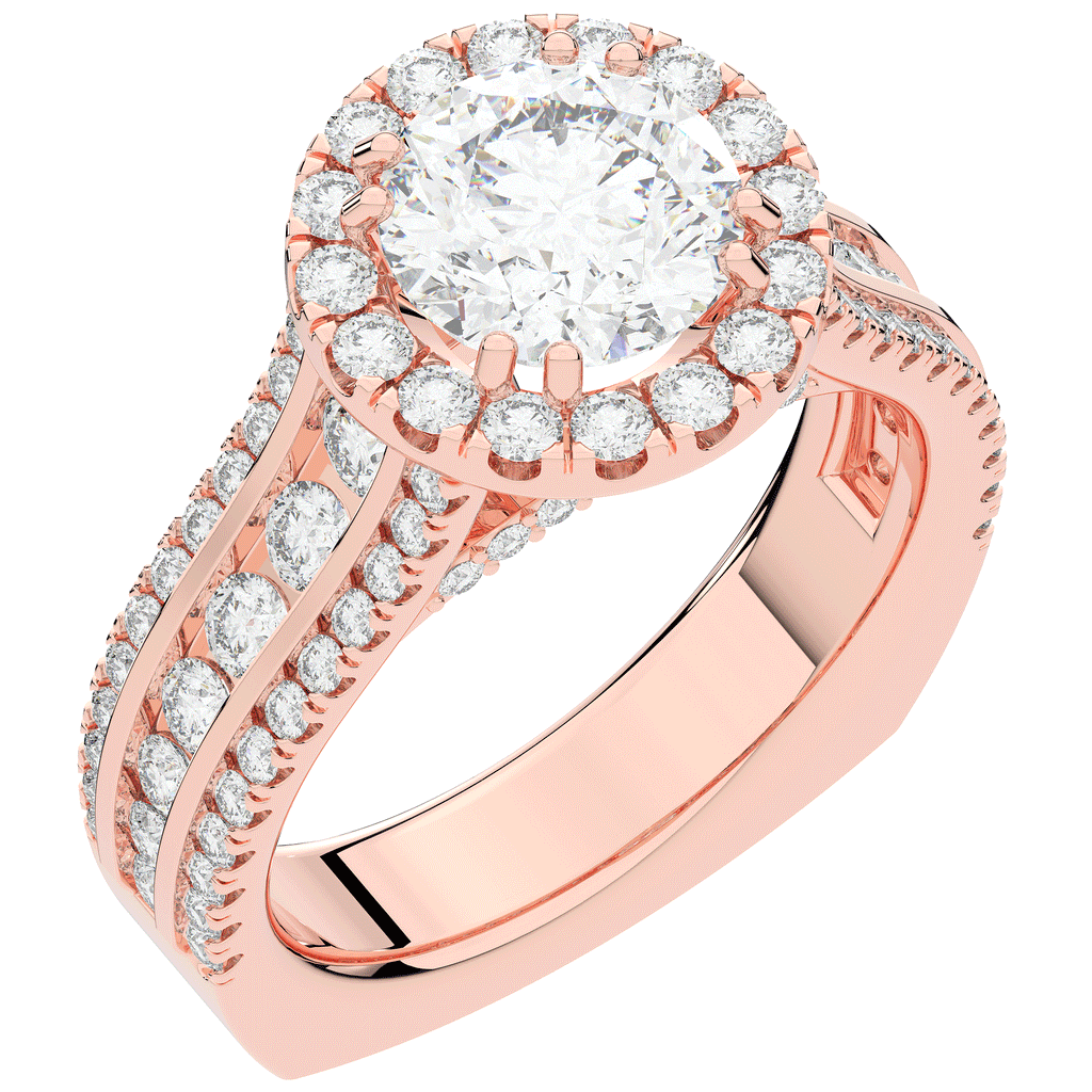 2.90CT.TW ROUND LAB DIAMOND HALO ENGAGEMENT RING - Nazarelle