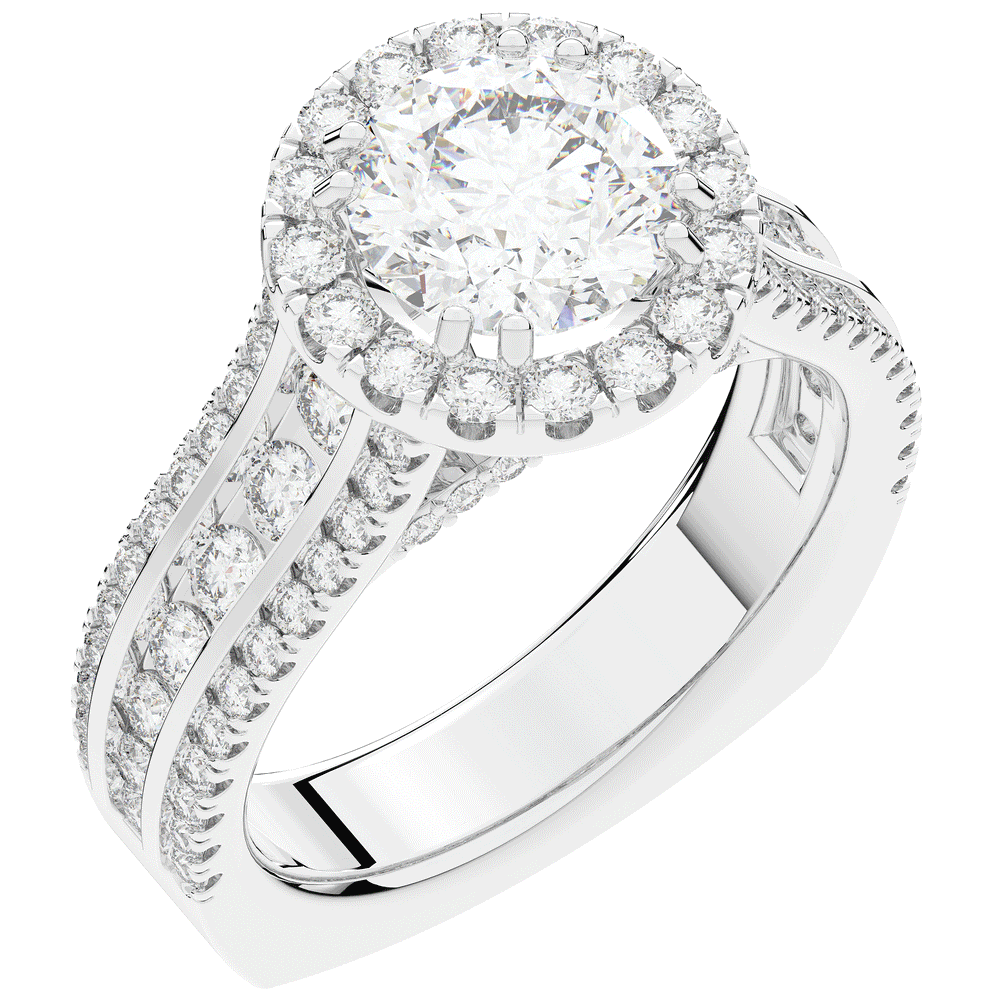 2.90CT.TW ROUND LAB DIAMOND HALO ENGAGEMENT RING - Nazarelle