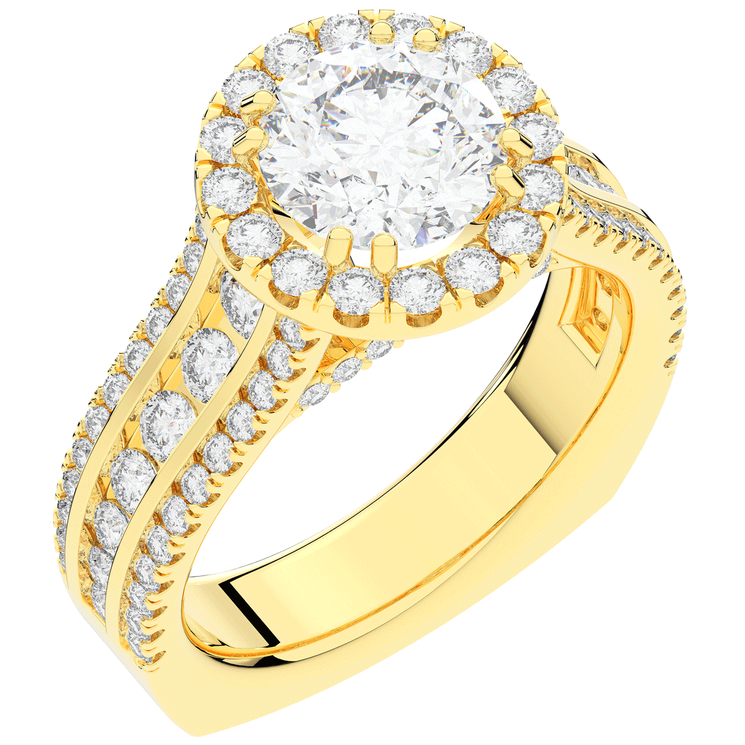 2.90CT.TW ROUND LAB DIAMOND HALO ENGAGEMENT RING - Nazarelle