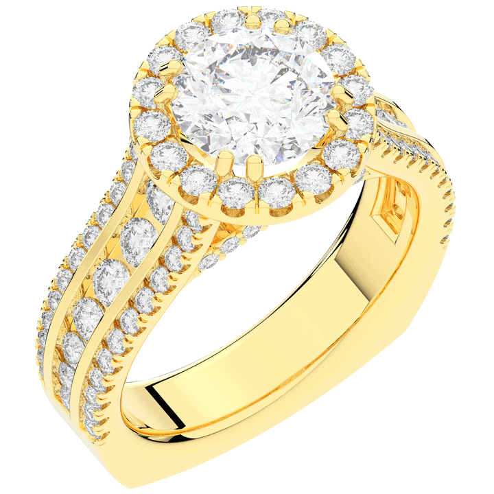 2.90CT.TW ROUND LAB DIAMOND HALO ENGAGEMENT RING - Nazarelle