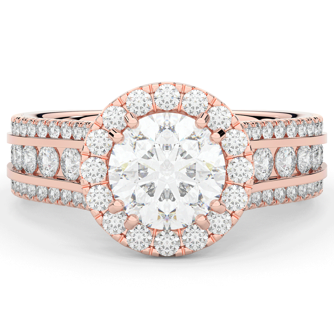 2.90CT.TW ROUND LAB DIAMOND HALO ENGAGEMENT RING - Nazarelle