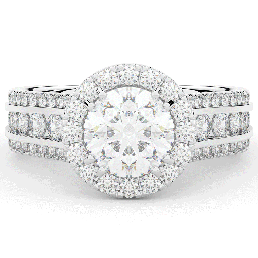 2.90CT.TW ROUND LAB DIAMOND HALO ENGAGEMENT RING - Nazarelle