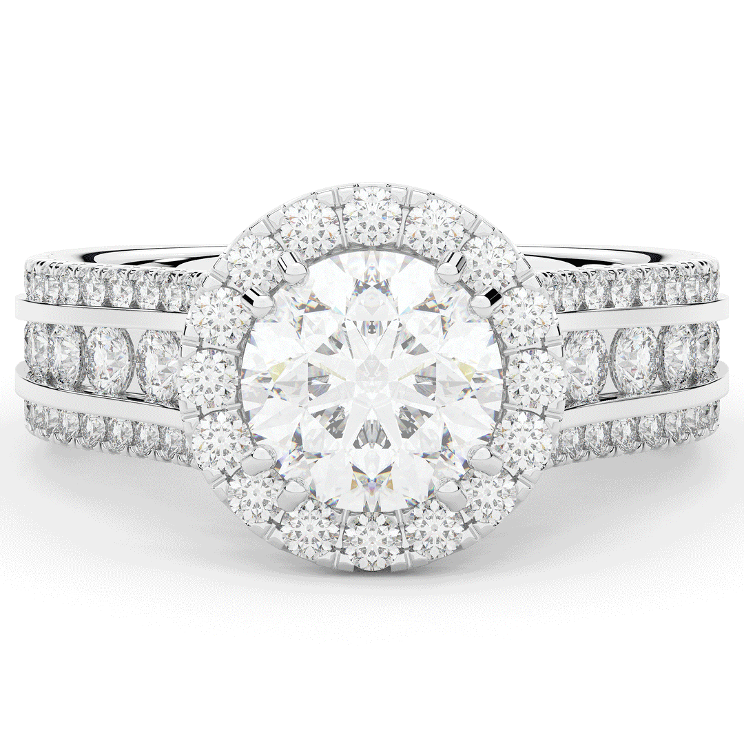 2.90CT.TW ROUND LAB DIAMOND HALO ENGAGEMENT RING - Nazarelle