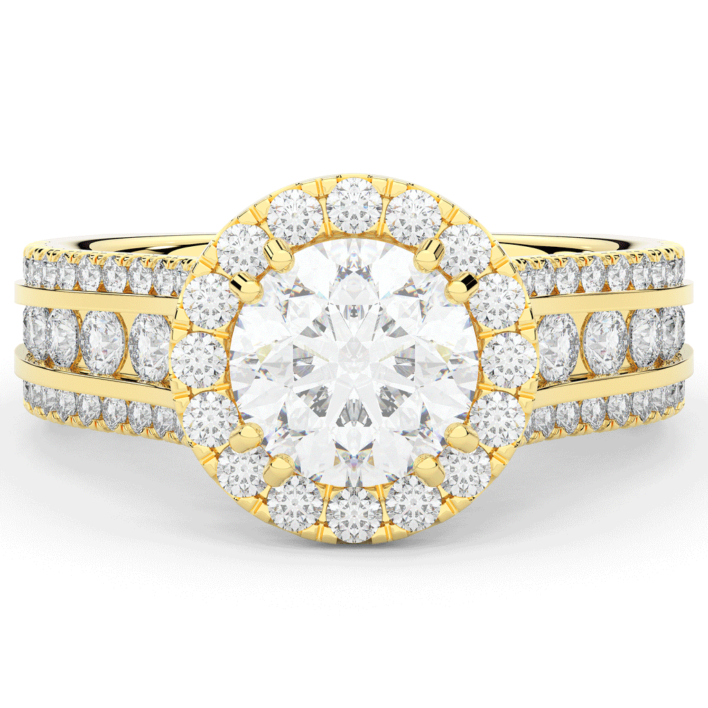 2.90CT.TW ROUND LAB DIAMOND HALO ENGAGEMENT RING - Nazarelle