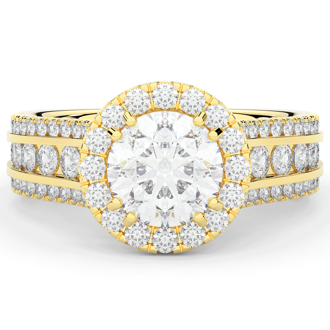 2.90CT.TW ROUND LAB DIAMOND HALO ENGAGEMENT RING - Nazarelle