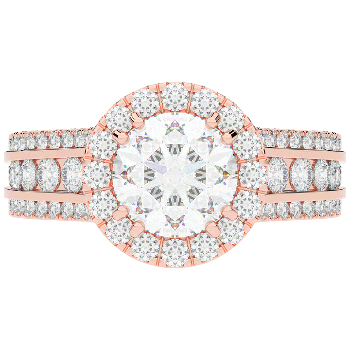 2.90CT.TW ROUND LAB DIAMOND HALO ENGAGEMENT RING - Nazarelle