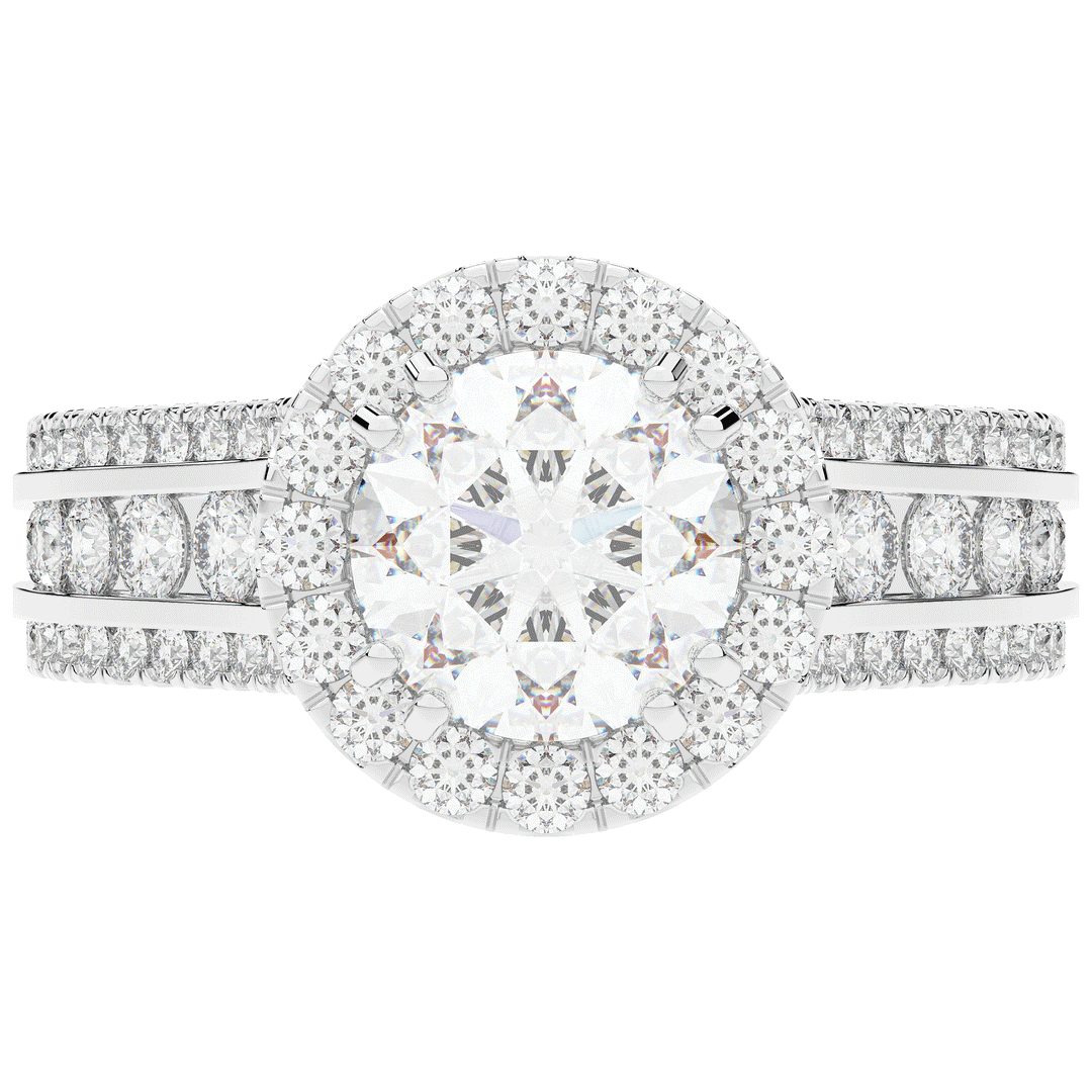 2.90CT.TW ROUND LAB DIAMOND HALO ENGAGEMENT RING - Nazarelle