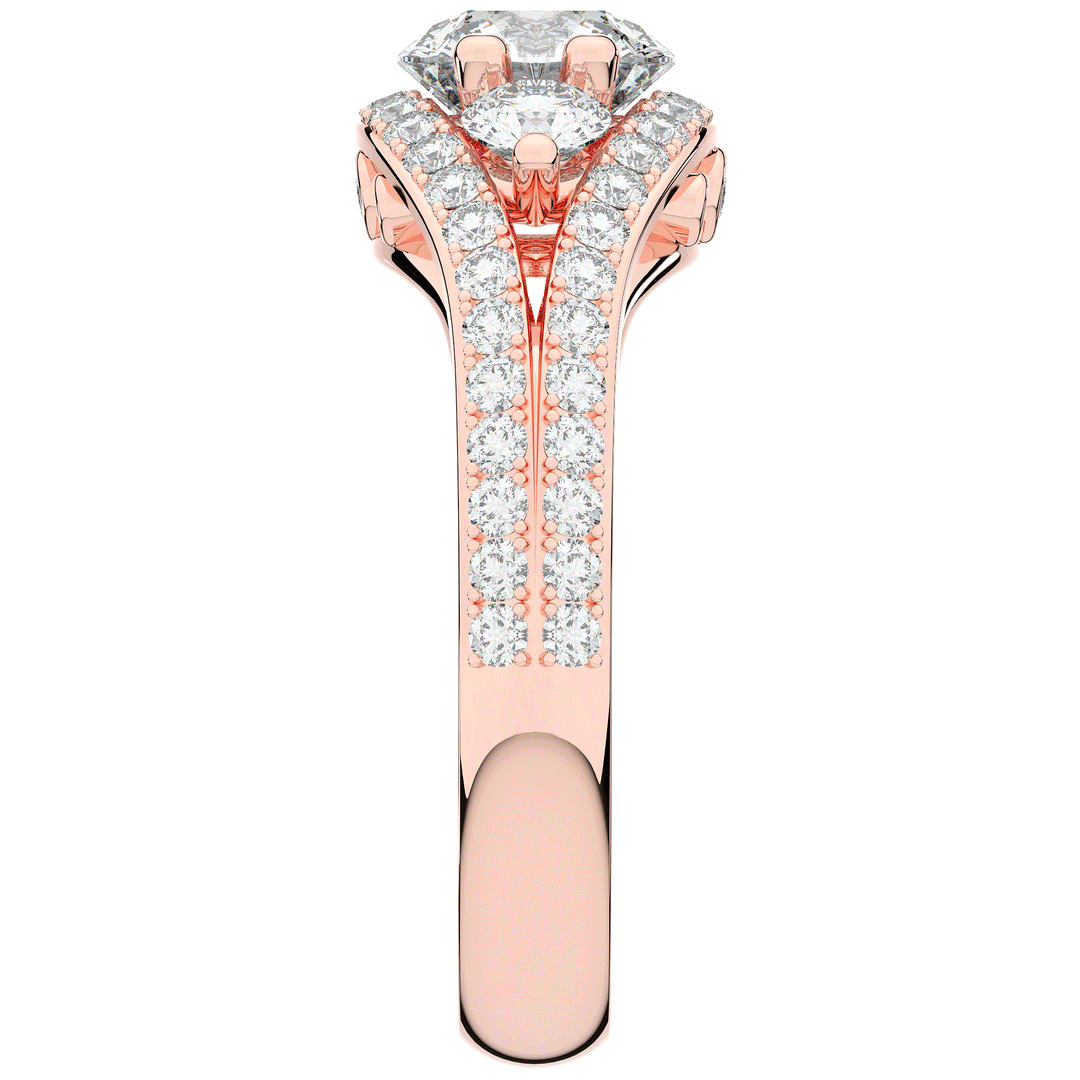 1.90CT.TW ROUND LAB DIAMOND THREE STONE ENGAGEMENT RING - Nazarelle