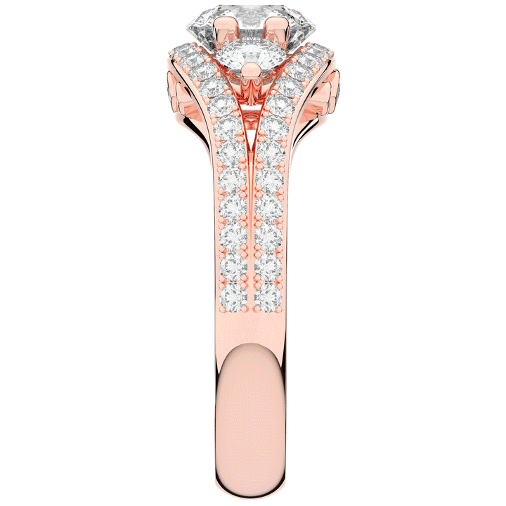1.90CT.TW ROUND LAB DIAMOND THREE STONE ENGAGEMENT RING - Nazarelle