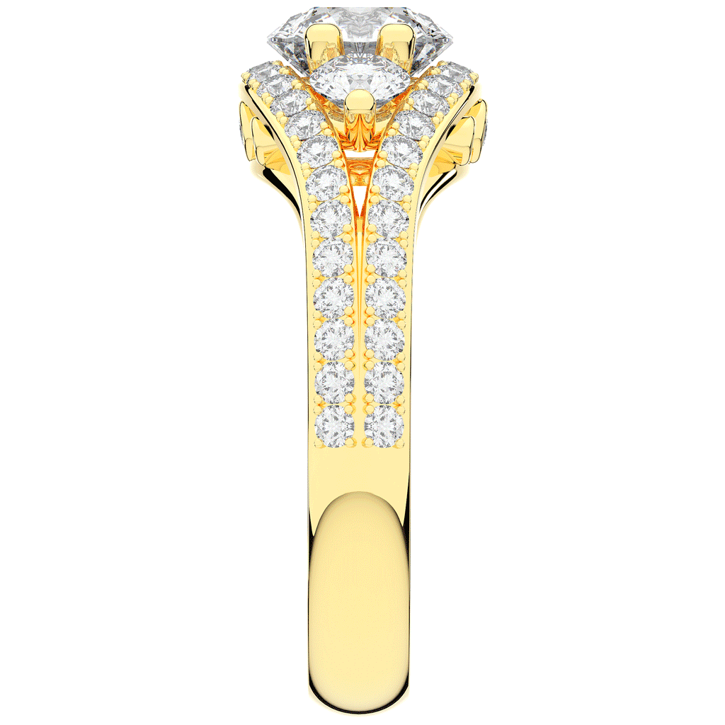 1.90CT.TW ROUND LAB DIAMOND THREE STONE ENGAGEMENT RING - Nazarelle