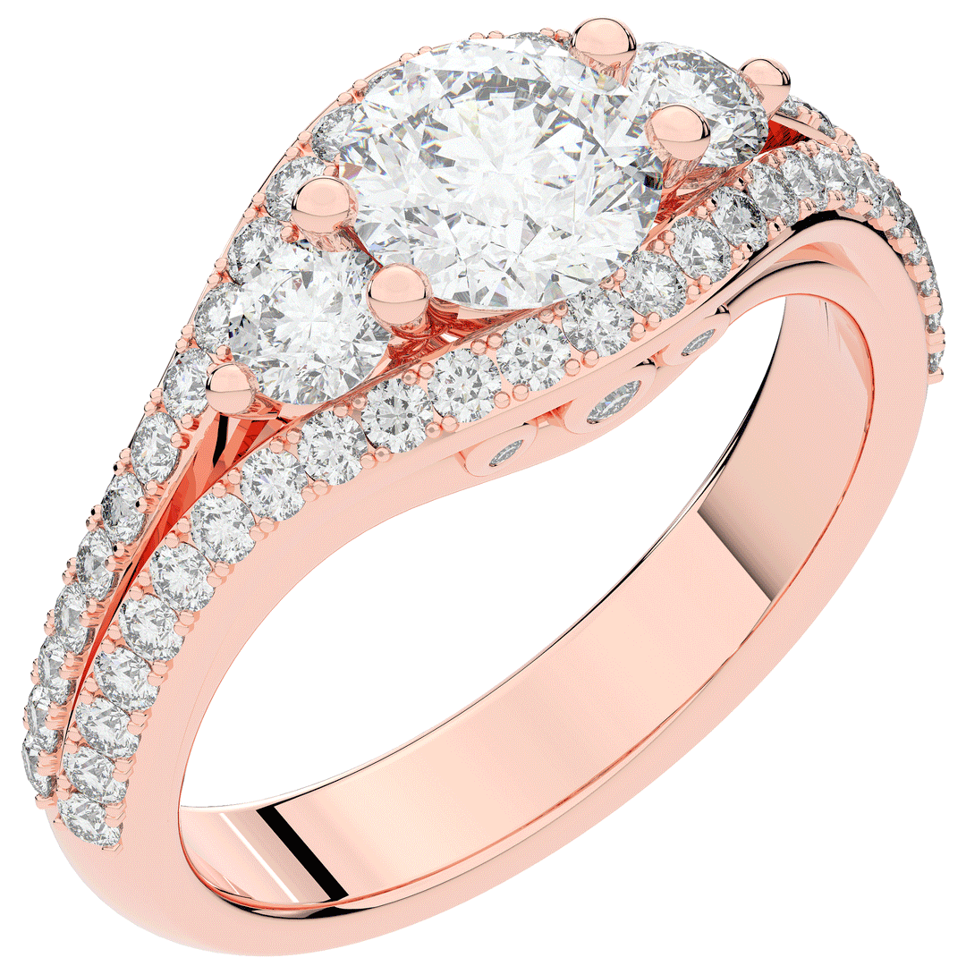 1.90CT.TW ROUND LAB DIAMOND THREE STONE ENGAGEMENT RING - Nazarelle