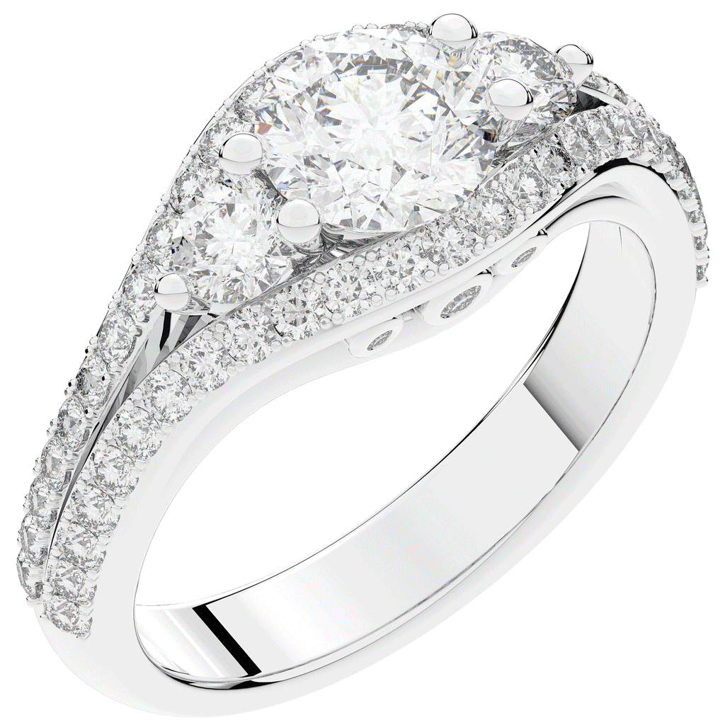 1.90CT.TW ROUND LAB DIAMOND THREE STONE ENGAGEMENT RING - Nazarelle