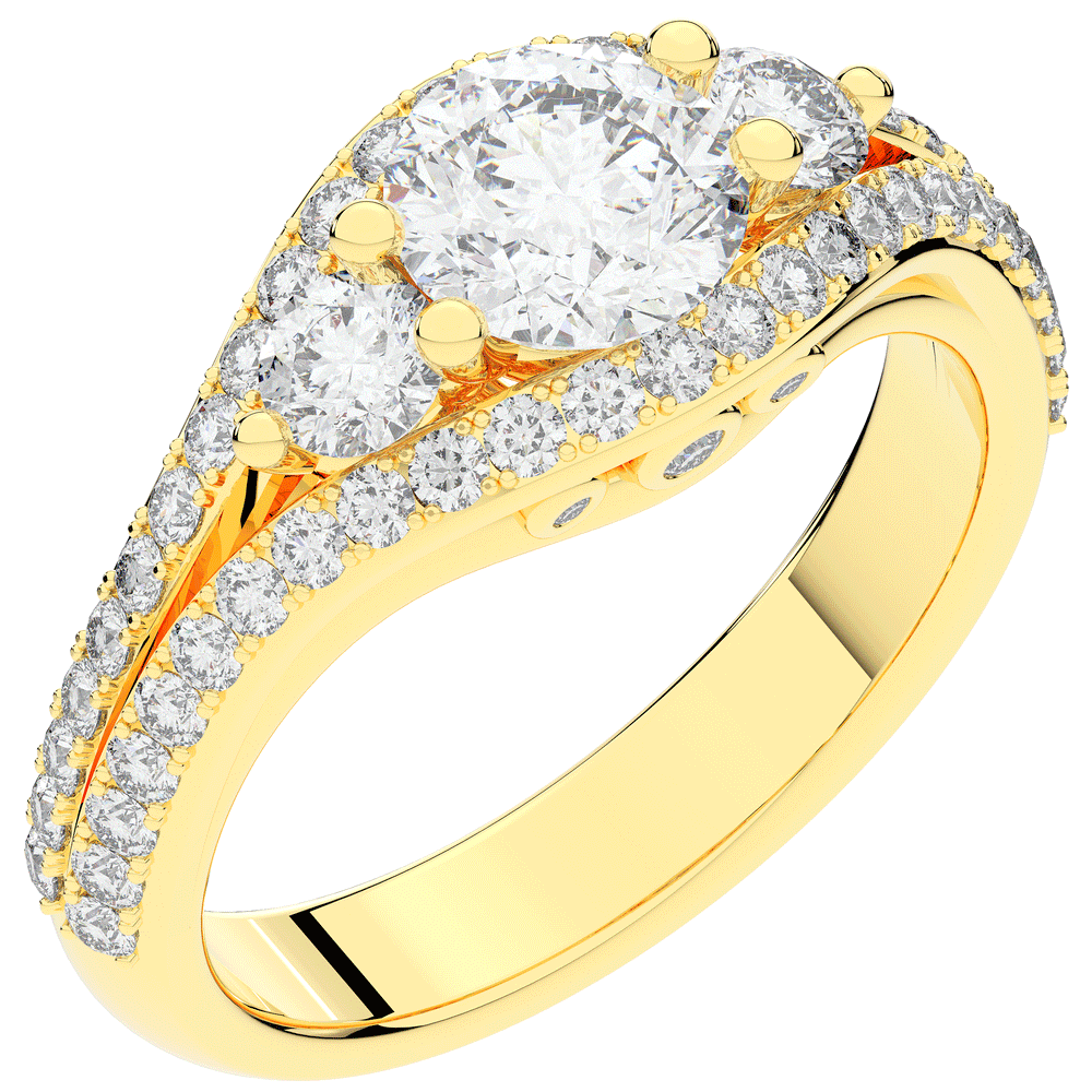 1.90CT.TW ROUND LAB DIAMOND THREE STONE ENGAGEMENT RING - Nazarelle