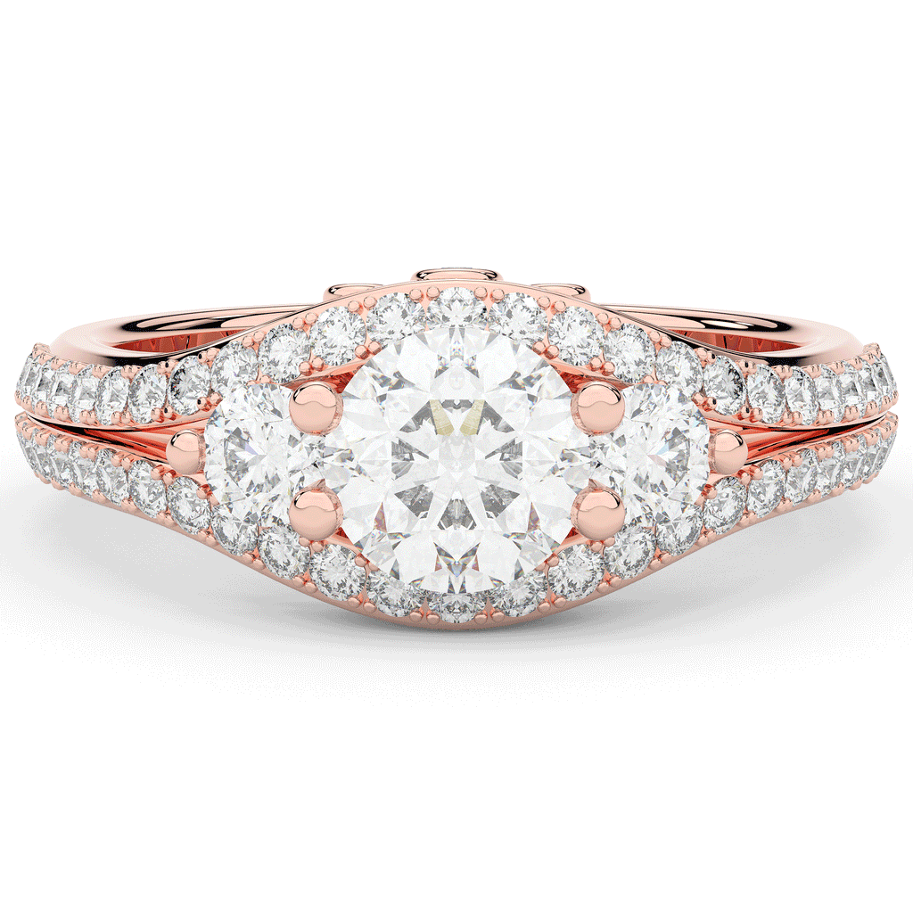 1.90CT.TW ROUND LAB DIAMOND THREE STONE ENGAGEMENT RING - Nazarelle