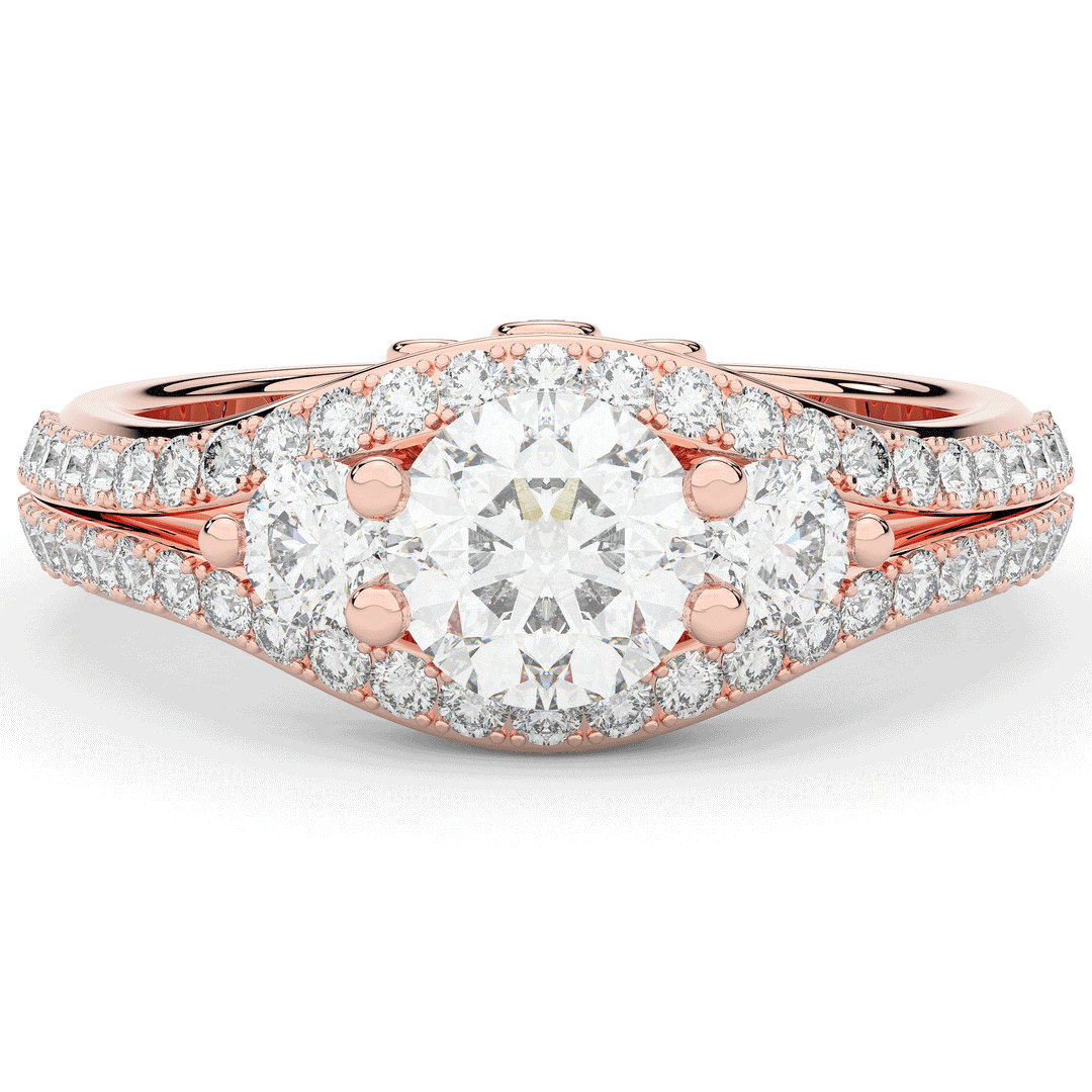 1.90CT.TW ROUND LAB DIAMOND THREE STONE ENGAGEMENT RING - Nazarelle