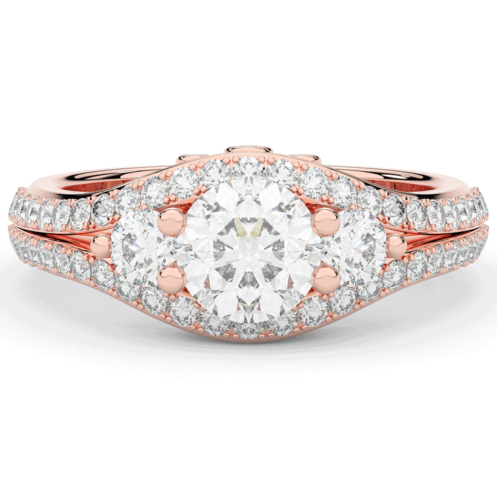 1.90CT.TW ROUND LAB DIAMOND THREE STONE ENGAGEMENT RING - Nazarelle