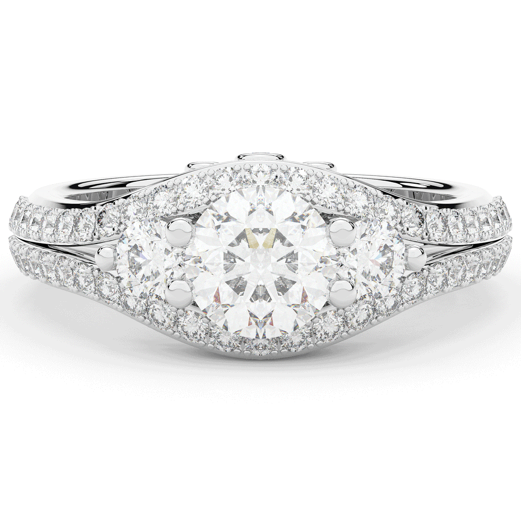 1.90CT.TW ROUND LAB DIAMOND THREE STONE ENGAGEMENT RING - Nazarelle