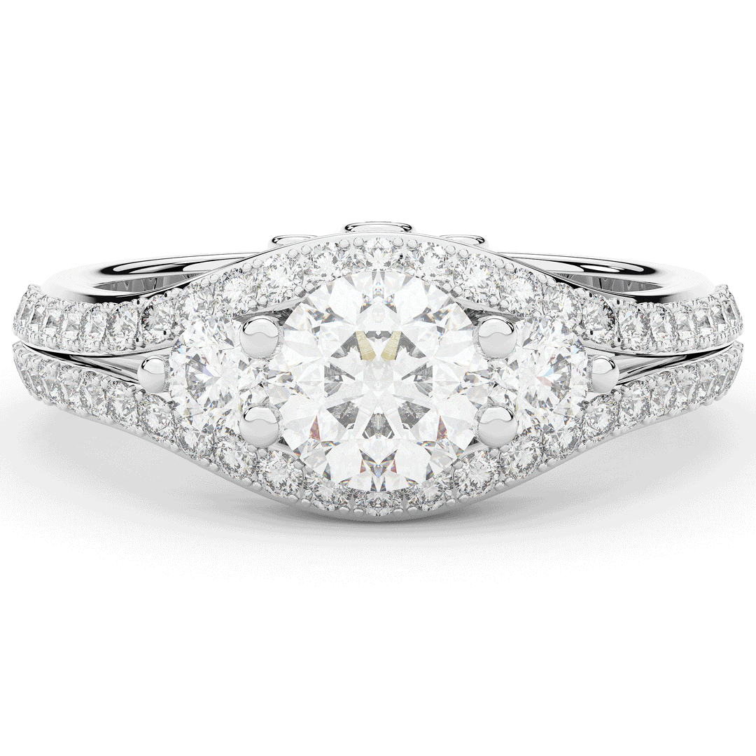 1.90CT.TW ROUND LAB DIAMOND THREE STONE ENGAGEMENT RING - Nazarelle