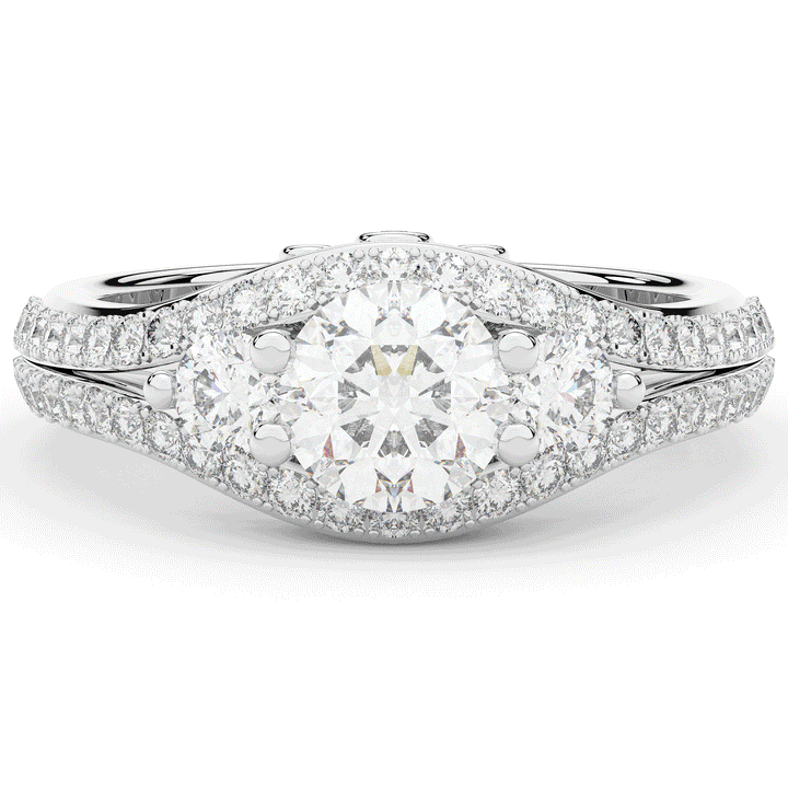 1.90CT.TW ROUND LAB DIAMOND THREE STONE ENGAGEMENT RING - Nazarelle
