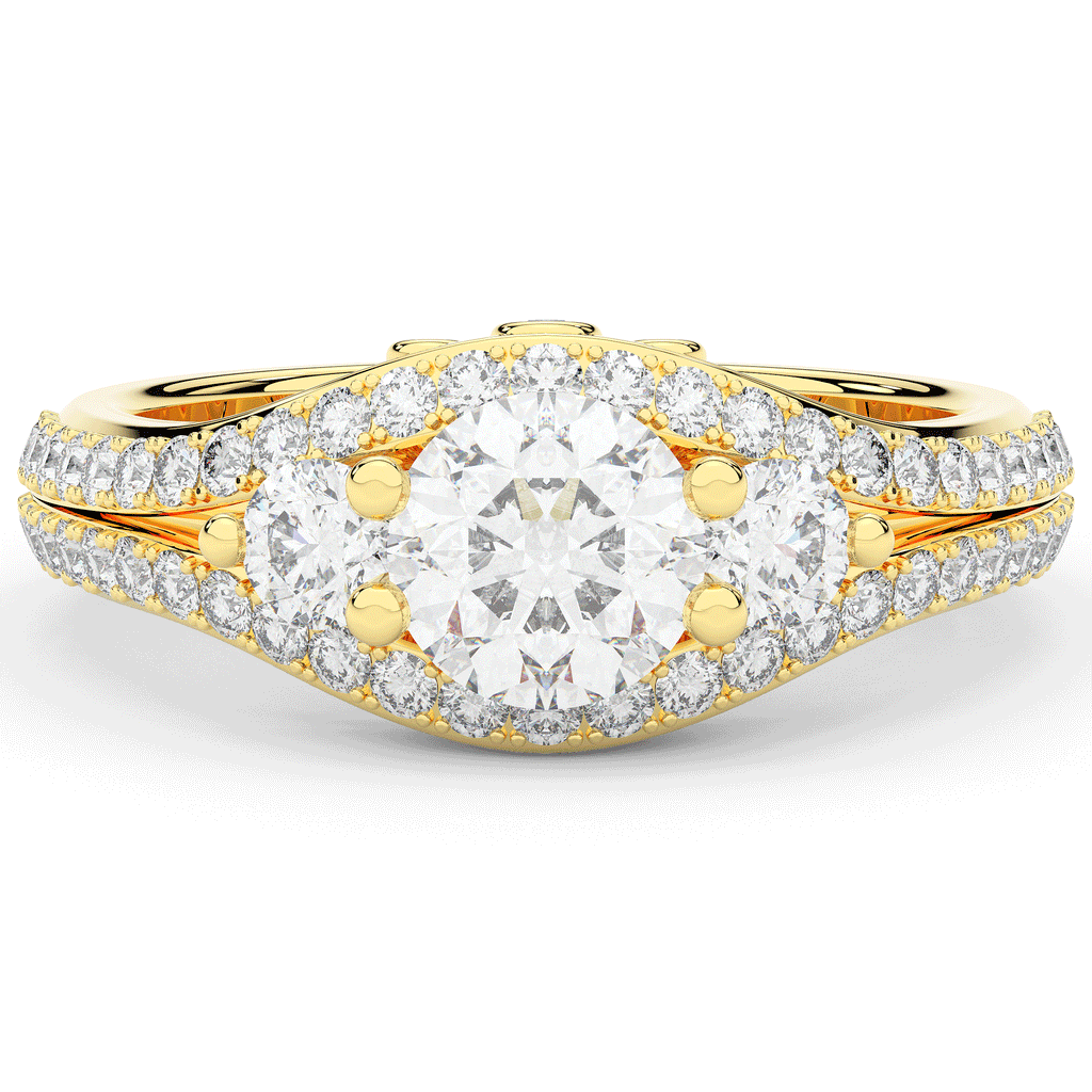 1.90CT.TW ROUND LAB DIAMOND THREE STONE ENGAGEMENT RING - Nazarelle