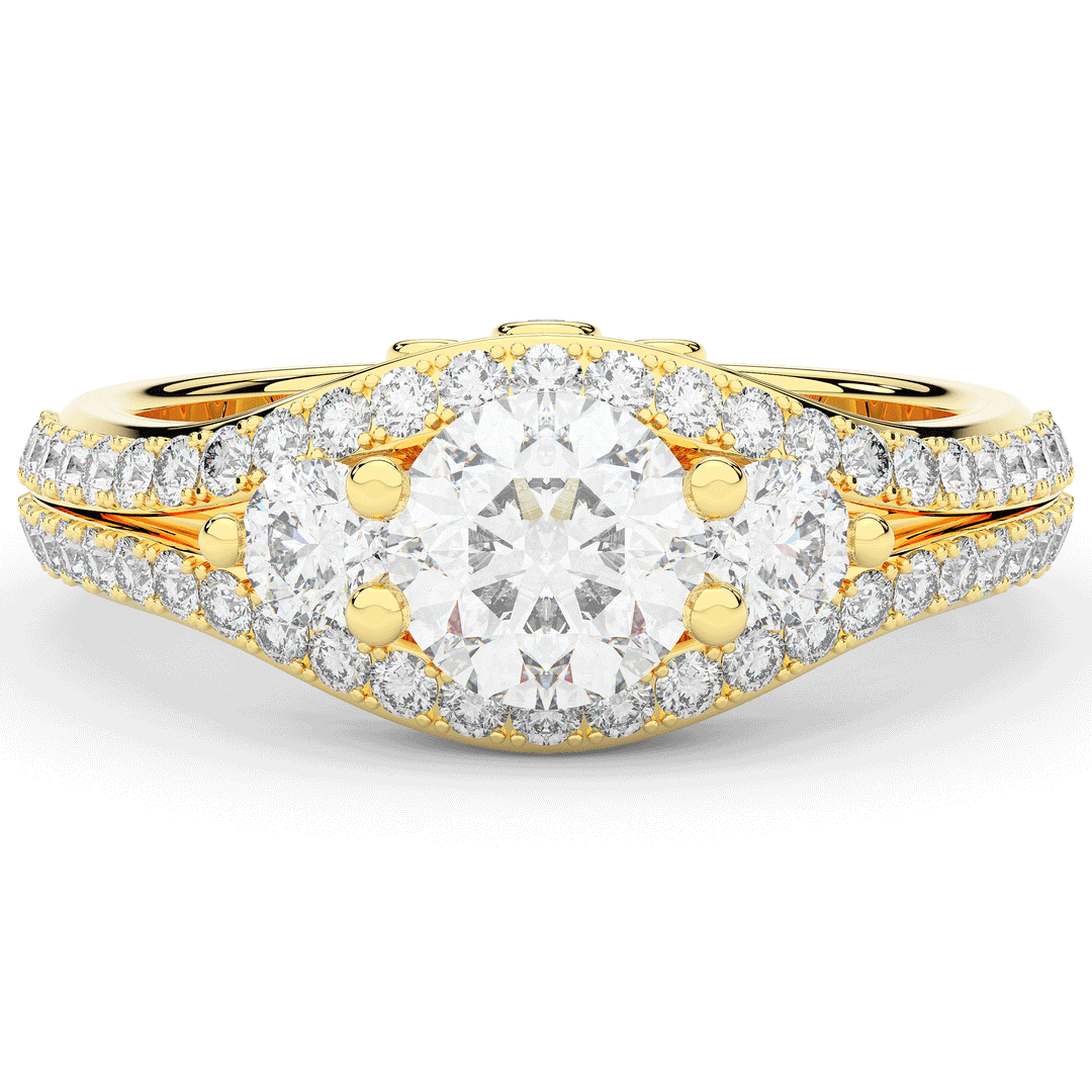 1.90CT.TW ROUND LAB DIAMOND THREE STONE ENGAGEMENT RING - Nazarelle