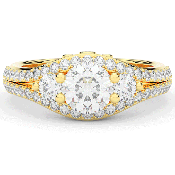 1.90CT.TW ROUND LAB DIAMOND THREE STONE ENGAGEMENT RING - Nazarelle
