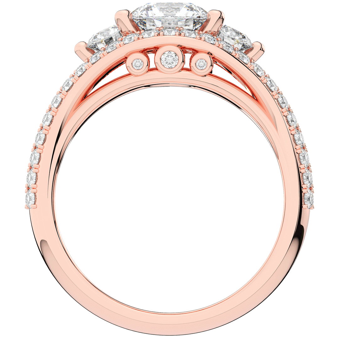 1.90CT.TW ROUND LAB DIAMOND THREE STONE ENGAGEMENT RING - Nazarelle