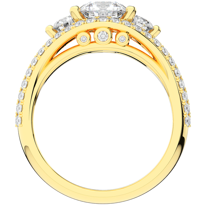 1.90CT.TW ROUND LAB DIAMOND THREE STONE ENGAGEMENT RING - Nazarelle