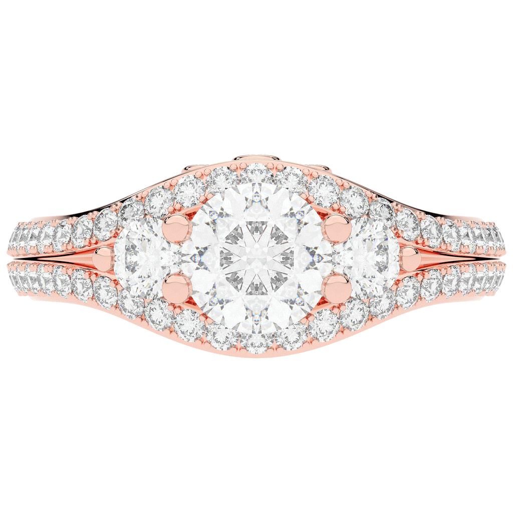 1.90CT.TW ROUND LAB DIAMOND THREE STONE ENGAGEMENT RING - Nazarelle