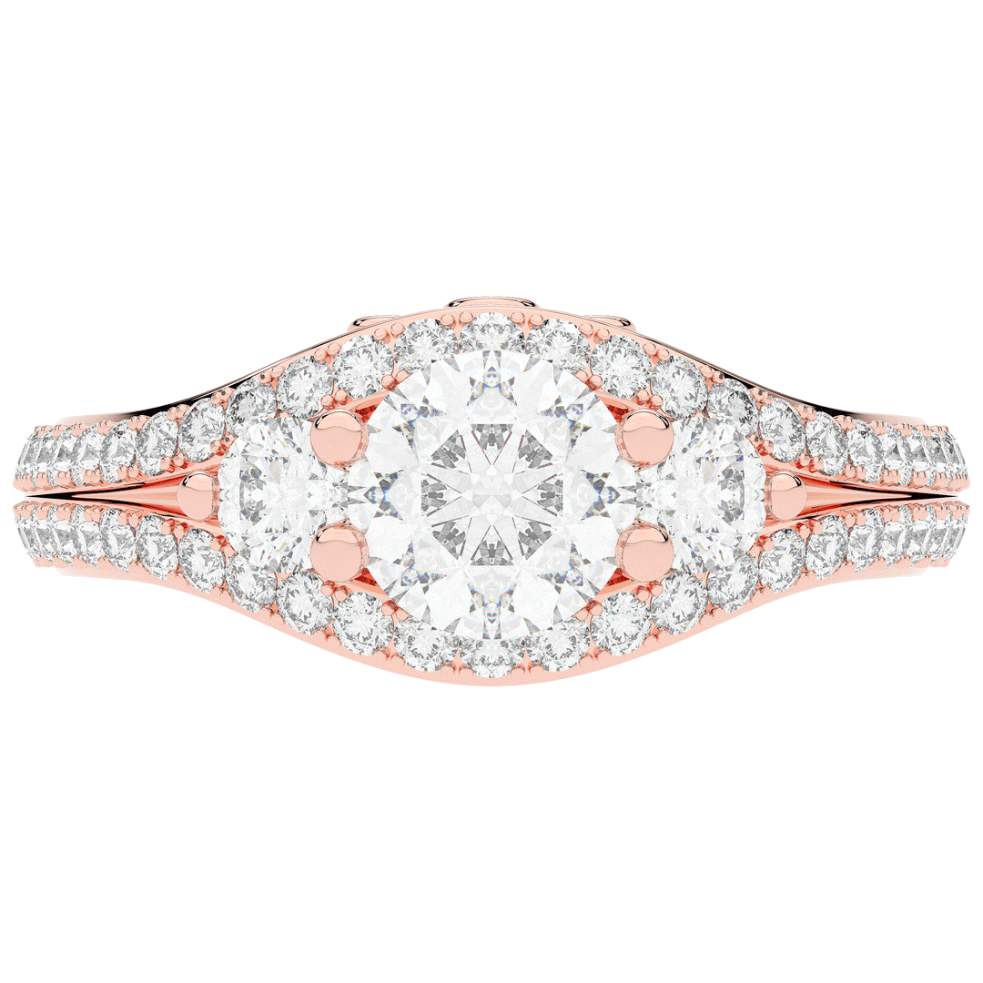 1.90CT.TW ROUND LAB DIAMOND THREE STONE ENGAGEMENT RING - Nazarelle