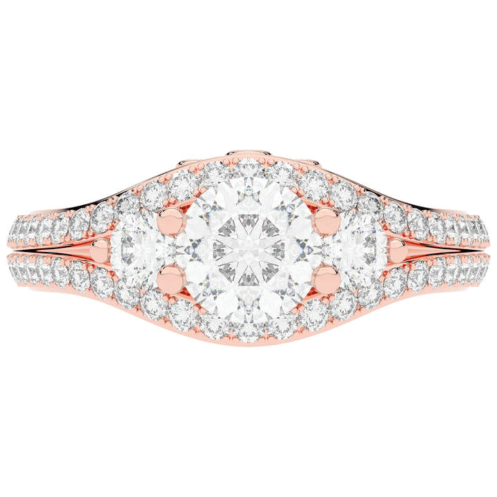 1.90CT.TW ROUND LAB DIAMOND THREE STONE ENGAGEMENT RING - Nazarelle