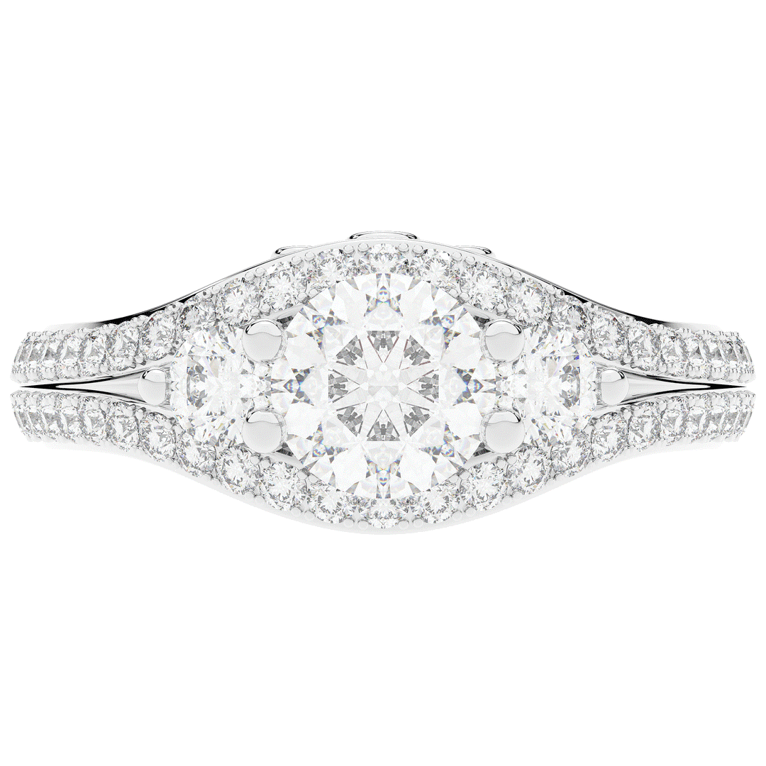 1.90CT.TW ROUND LAB DIAMOND THREE STONE ENGAGEMENT RING - Nazarelle