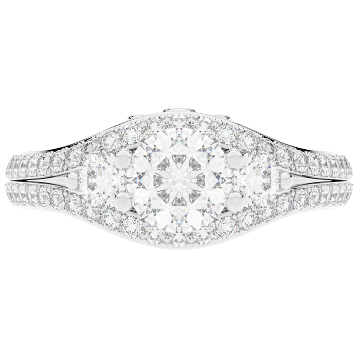 1.90CT.TW ROUND LAB DIAMOND THREE STONE ENGAGEMENT RING - Nazarelle
