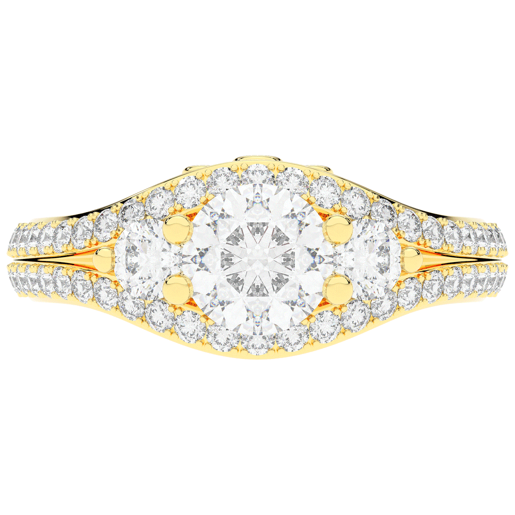 1.90CT.TW ROUND LAB DIAMOND THREE STONE ENGAGEMENT RING - Nazarelle