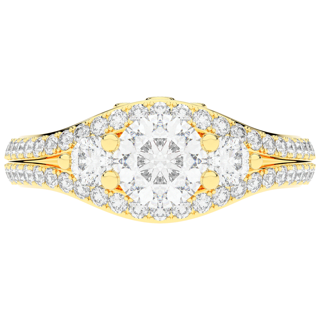 1.90CT.TW ROUND LAB DIAMOND THREE STONE ENGAGEMENT RING - Nazarelle