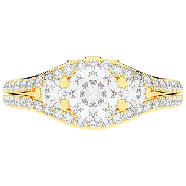 1.90CT.TW ROUND LAB DIAMOND THREE STONE ENGAGEMENT RING - Nazarelle