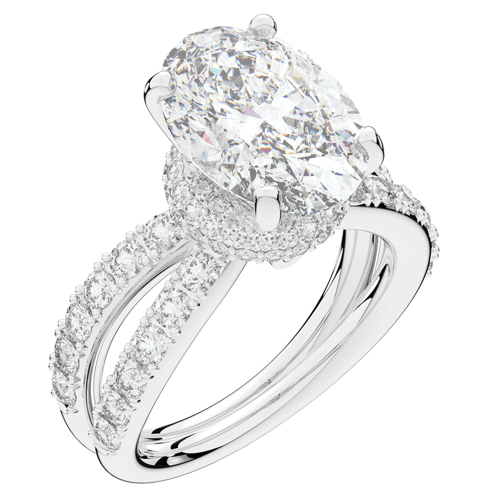 6.25CT.TW OVAL LAB DIAMOND ENGAGEMENT RING - Nazarelle