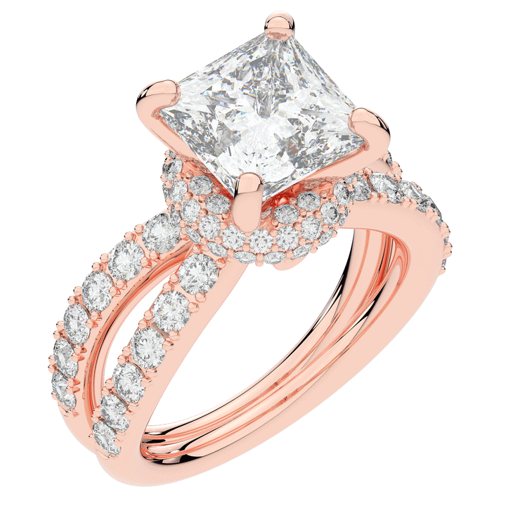 5.25CT.TW PRINCESS LAB DIAMOND ENGAGEMENT RING - Nazarelle