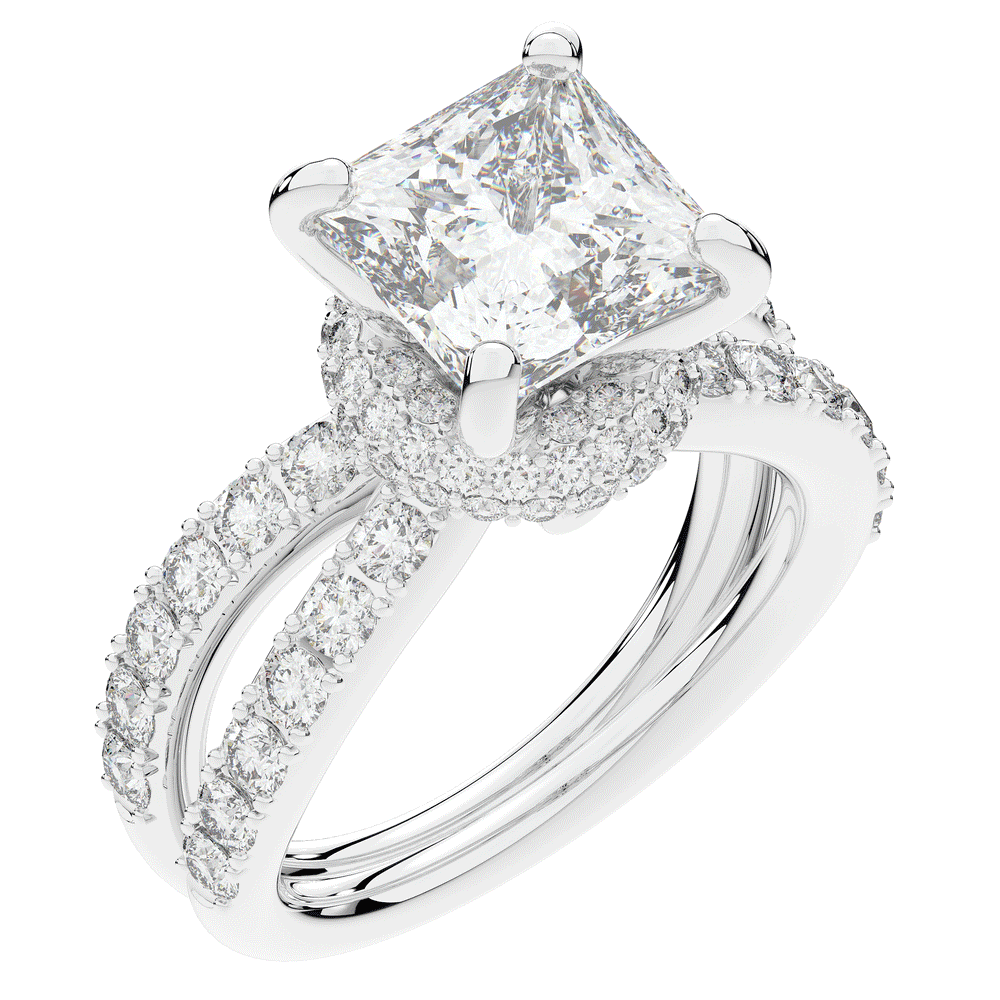5.25CT.TW PRINCESS LAB DIAMOND ENGAGEMENT RING - Nazarelle