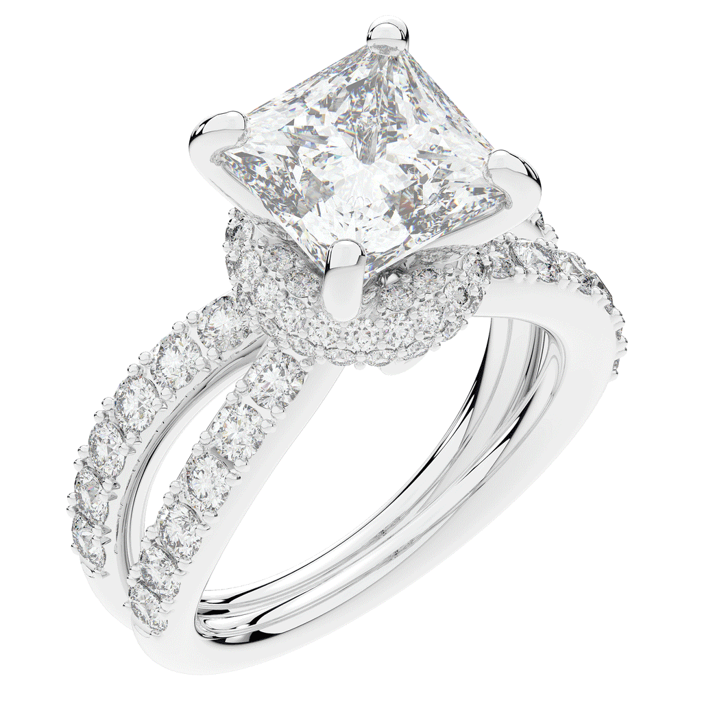 5.25CT.TW PRINCESS LAB DIAMOND ENGAGEMENT RING - Nazarelle
